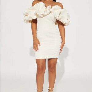 Fashion Nova Cream Strapless Dress